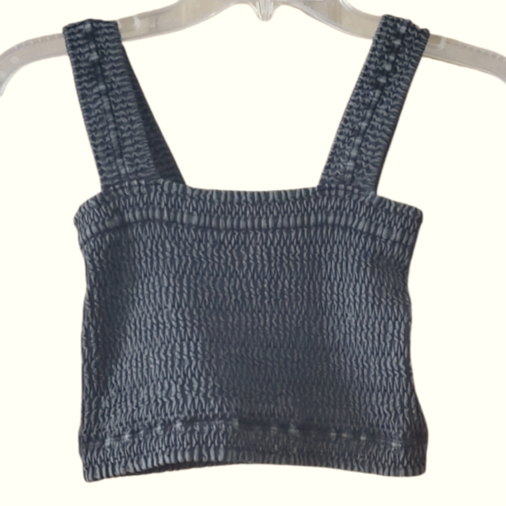 Nikibiki Dark Grey Smocked Cropped Tank Top Size OS